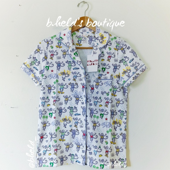 Roller Rabbit LA Monkey Polo Pajamas in White Size X-Small XS Brand New NWT - Picture 3 of 14